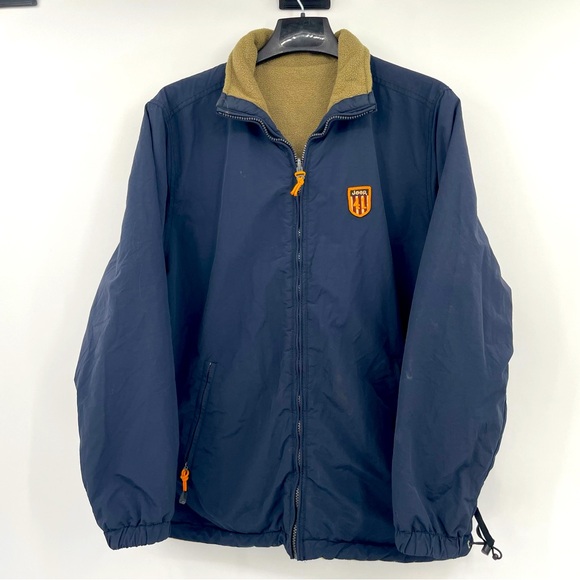 Jeep Other - Jeep Jacket Vintage Reversible Zip Up Blue & Tan Sz. XL